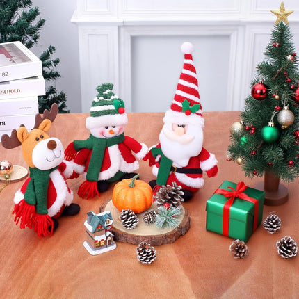 3-Piece Christmas Plush Decoration Set: Santa Claus, Snowman, and Moose