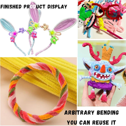 200Pcs Pipe Cleaners Craft Set, 20 Colors Chenille Stems, DIY Kids Craft Supplies