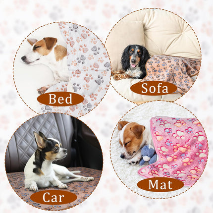 1-Pack 3 Super Soft Fleece Pet Blankets – Paw Print Throw for Dogs & Cats