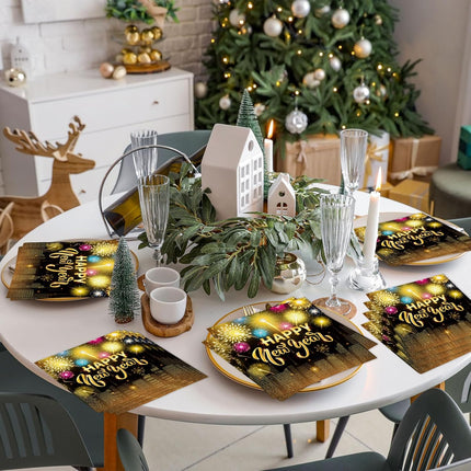 40-Piece 2026 NYE Napkins – Black & Gold Dinner Party Supplies