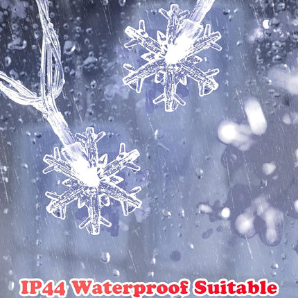 Christmas Snowflake Lights – 2 Pack 50 LED String Lights, Battery, Waterproof