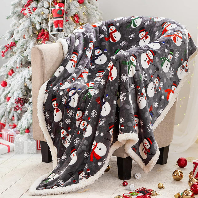 Sherpa Christmas Throw Blanket – Fuzzy, Fluffy, Soft & Cozy Fleece Flannel Plush Blanket