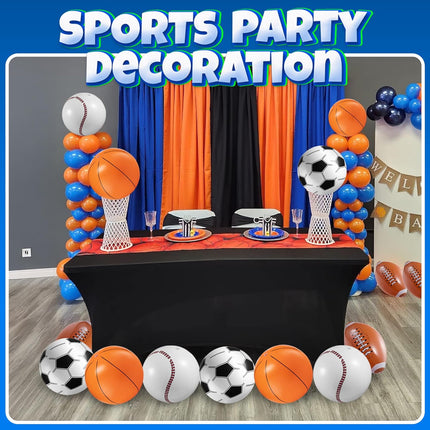 16" Inflatable Sports Beach Balls – 12 Pack, 4 Sports for Parties & Pool