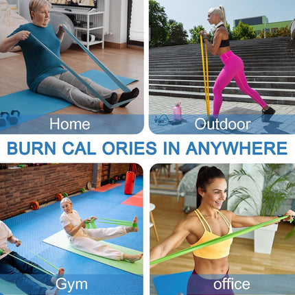 5 Pack Professional Resistance Bands Latex Free Pilates Yoga Exercise Bands Set