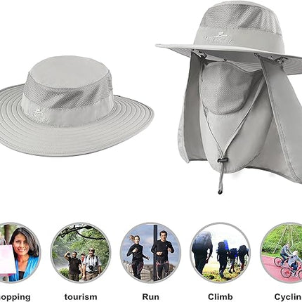 Outdoor Fishing Hat with Neck Flap UV Protection Sun Cap for Adults