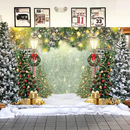 Christmas Tree Backdrop 7x5ft – Winter Glitter Bokeh Photography Background