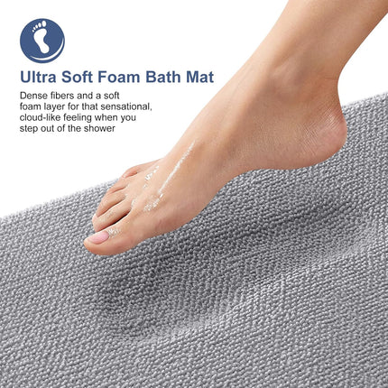 Memory Foam Bath Mat Rug 30x20, Soft Absorbent Non-Slip Bathroom Carpet