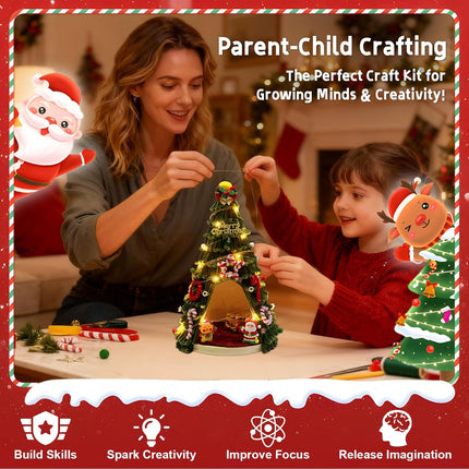 Christmas Pipe Cleaners Craft Kit – Red & Green DIY Tree Decorations with Lights
