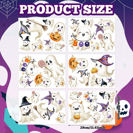 74PCS Halloween Wall Decals, Removable Ghost Stickers, Waterproof Peel & Stick Decor