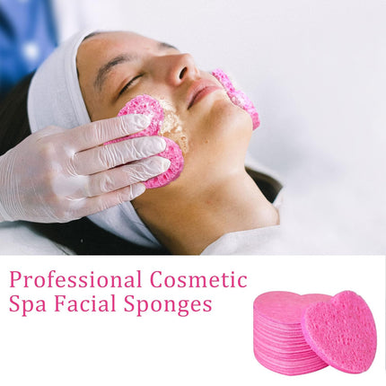 50PCS Heart Shape Cellulose Facial Sponges for Cleansing Makeup Removal