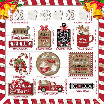 Christmas Tiered Tray Set – Wooden Snowman, Snowflake, Gnome, and Truck Winter Holiday Décor