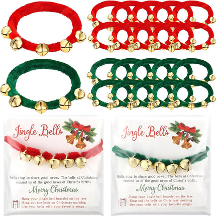 48 Sets Christmas Bell Bracelets – Bulk Pack with Cards & Christmas Pipe Cleaners Craft Kit