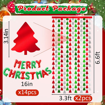 2-Pack Christmas Foil Fringe Curtains – Merry Christmas Balloon Backdrop
