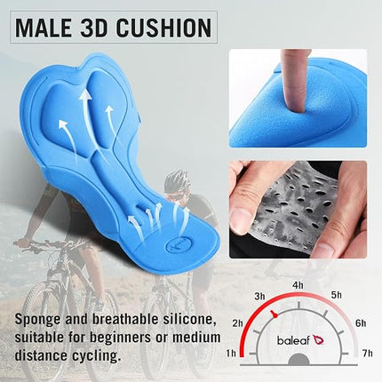 Men's 3D Padded Cycling Shorts, Breathable Quick-Dry MTB Bike Liner Underwear