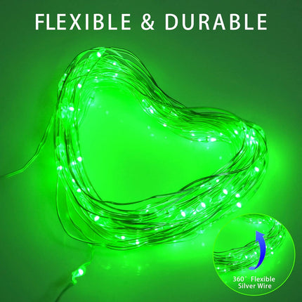 2 Pack Green Christmas Fairy String Lights 33FT 100 LED Battery Operated