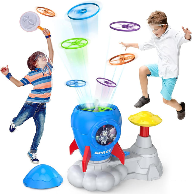 Kids Flying Disc Launcher Toy Backyard Summer Outdoor Game Ages 3+