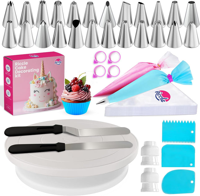 94Pcs Cake Decorating Kit with Turntable Piping Bags Tips Icing Tools Set