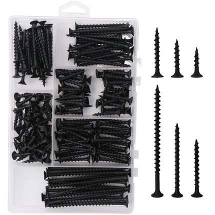 166 pcs Drywall Screws Assortment Kit – High Hardness, Phillips Drive, 6 Sizes