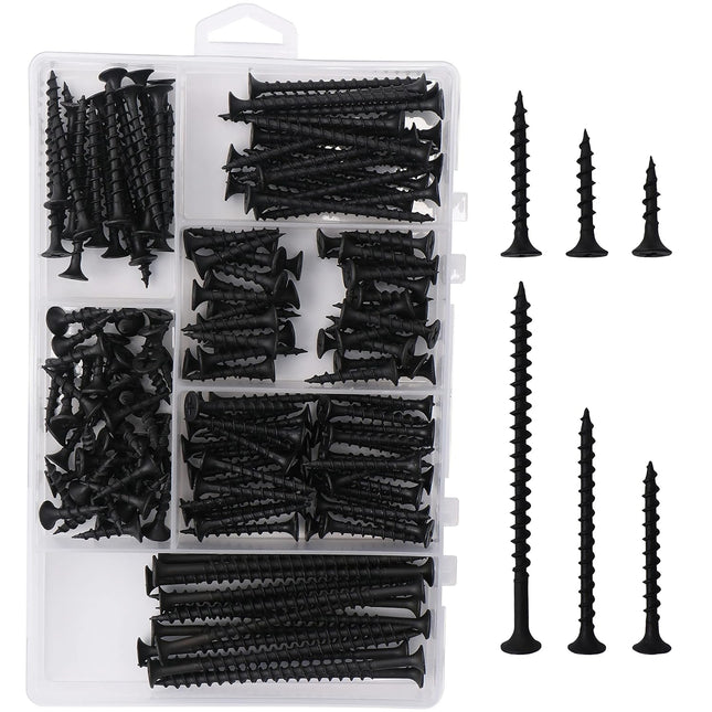 166 pcs Drywall Screws Assortment Kit – High Hardness, Phillips Drive, 6 Sizes