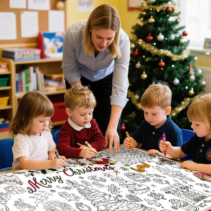 3-Pack Christmas Giant Coloring Posters – 30x72" Tablecloth Craft & Party Decor