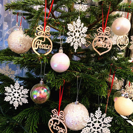 48-Pack Hollow Wood Letter Ornaments – Perfect for Christmas Tree, Church Party & Wedding Favors