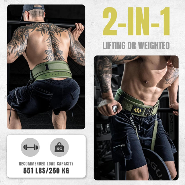 Powerlifting Weight Belt & Dip Belt Combo for Pull Up Squat Strength Training