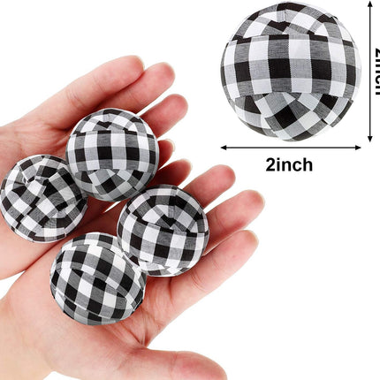 12PCS Buffalo Plaid Christmas Balls – Fabric-Wrapped Buffalo Check Ornaments for Bowl Filler
