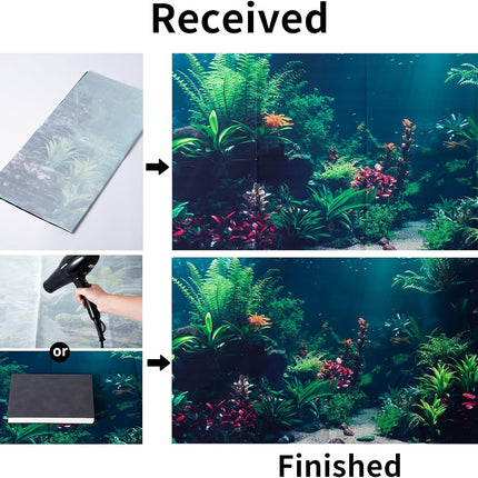 3 Pack Aquarium Background 36x18 Inch Polyester Fish Tank Undersea Coral Scenery