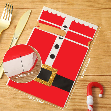 50PCS Christmas Drawstring Gift Bags Santa Suit Treat Candy Bags for Party