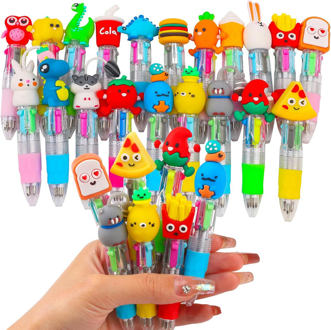 20Pcs Mini Multicolor 4-in-1 Pens – Cute Kawaii Ballpoint Pens for Kids & Teachers