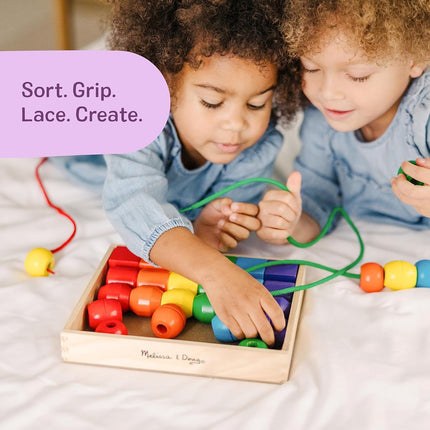 Wooden Lacing Beads Educational Toy for Kids 3+ Fine Motor Skills Practice