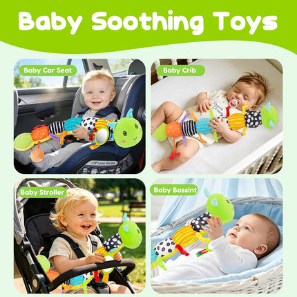Baby Sensory Toys 0-6 Months, Musical Plush Caterpillar with Mirror & Rattle