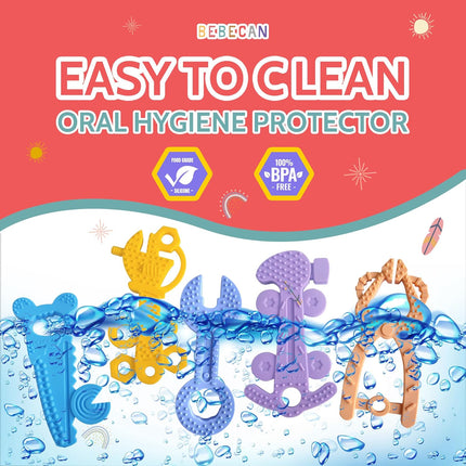 Baby Teether Toy – 5 Food-Grade Silicone Teething Toys with Safety Straps