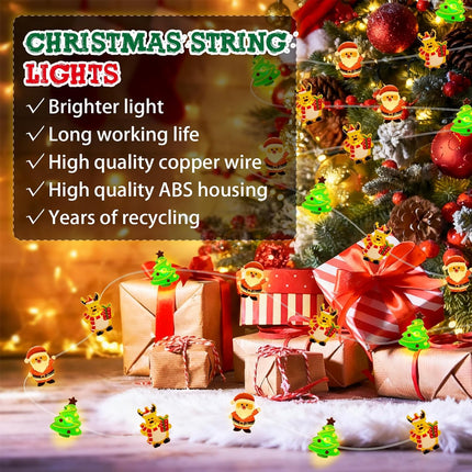 Christmas Tree Fairy Lights – LED Santa Claus, Snowman & Moose Waterproof String