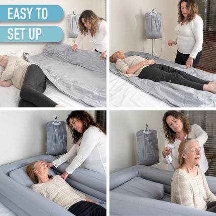 Blow-Up Portable Bath Tub for Adults with Pump & Bedside Shower Bag