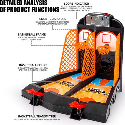 Tabletop Mini Basketball Game Desk Toy for Kids Birthday Gift Ages 8+