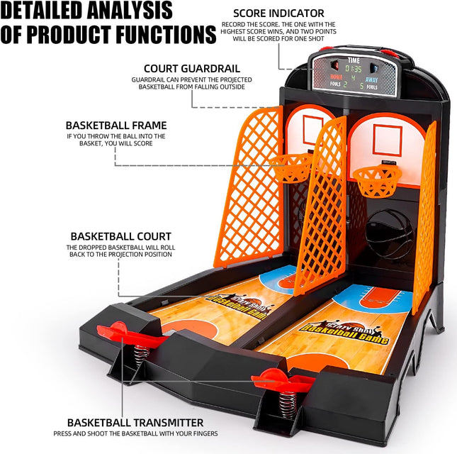 Tabletop Mini Basketball Game Desk Toy for Kids Birthday Gift Ages 8+