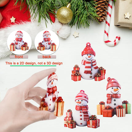 4 Pack Cute Snowman Hanging Ornaments – Acrylic Xmas Decor for Tree & Wreath
