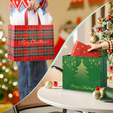 2 Pack 13" Large Christmas Gift Bags – Reusable Non-Woven Tote with Handles