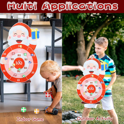 Christmas Party Game Set, Santa Claus Dart Board with Sticky Balls for Indoor Fun