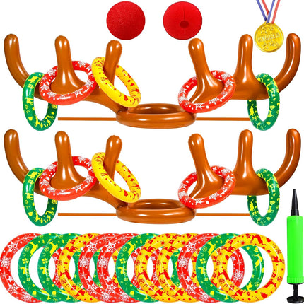 Christmas Ring Toss Game | Inflatable Reindeer Antlers with 10 Rings