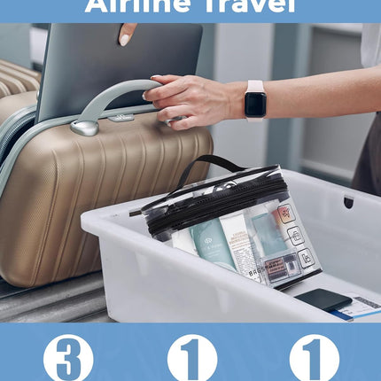 2PCS TSA Approved Toiletry Bag – Clear Travel Makeup & Cosmetic Organizer Bags