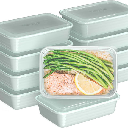 20-Piece Reusable Meal Prep Containers – 1-Compartment, Mint, BPA-Free