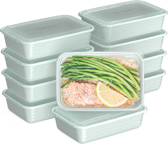 20-Piece Reusable Meal Prep Containers – 1-Compartment, Mint, BPA-Free