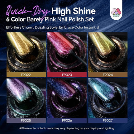 6-Color Chameleon Nail Polish Set, Holographic Color-Shifting Metallic Lacquer, Quick-Dry