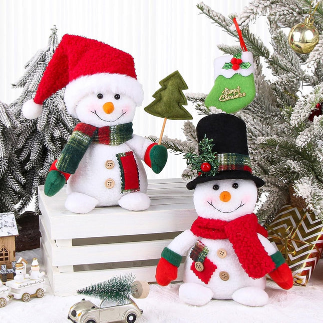 2 Christmas Plush Snowman Tabletop Decorations Snowman Ornaments for Festive Home Decor