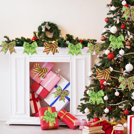 12PCS Large Christmas Bows – Red & Green Garland Decorations for Xmas