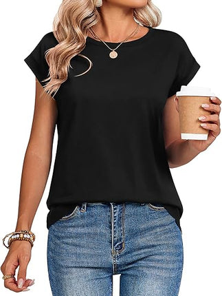 Women’s Summer Casual Cap Sleeve Tops Business Dressy Trendy Fashion Shirts