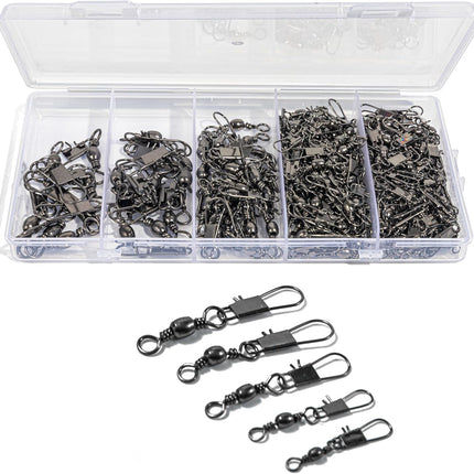 100 Pcs Fishing Swivels – 5 Sizes Barrel Snap for Quick Lure Linking