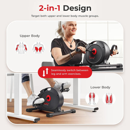 Smart Mini Cycle Under Desk Pedal Exerciser, Dual-Function Low-Impact Workout